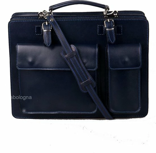 Begroting π Viabologna Leren Aktetas Schooltas Model Geneva - Donkerblauw - β 1 Begroting π Viabologna Leren Aktetas Schooltas Model Geneva - Donkerblauw - β
