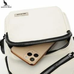 Korting ✨ San Vitale® - Vegan Leren Slingbag - SBag - Schoudertas - Rugzak - Crossbody Bag - Zwart 😉 -tassen-dames Verkoop 550x539 10