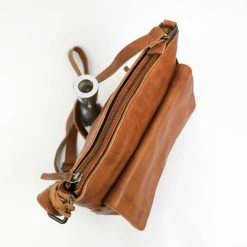 Uitgang ✔️ Bear Design Kleine Schoudertas / Crossbody Tas Dames - Leer - Calisto Pelle - Cognac 🔔 -tassen-dames Verkoop 550x539 3