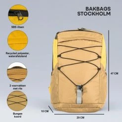 Hete verkoop 🎁 BAKBAGS Stockholm Sport Rugzak Met Laptop Vak En Regenhoes - 25 Liter Inhoud - Geschikt Voor 13 Tm 17 Inch Laptops - Praktisch & Stijlvol Met 10 Vakken En Incl. Accessoires - Duurzaam & Gerecycled Materiaal - Geel-Zwart 🥰 -tassen-dames Verkoop 550x550