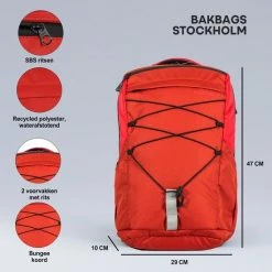 Nieuw 💯 BAKBAGS Stockholm Sport Rugzak Met Laptop Vak En Regenhoes - 25 Liter Inhoud - Geschikt Voor 13 Tm 17 Inch Laptops - Praktisch & Stijlvol Met 10 Vakken En Incl. Accessoires - Duurzaam & Gerecycled Materiaal - Rood-Zwart ✔️ -tassen-dames Verkoop 550x550 25
