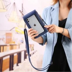 Flash-uitverkoop 🤩 Topco Telefoontasje Met Ingebouwde Touchscreen - Ruimte Voor Telefoon, Pasjes & Contant Geld - Blauw 🧨 -tassen-dames Verkoop 550x550 317
