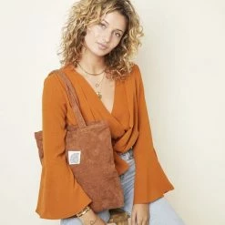 Groothandel ✔️ Schoudertas - Yehwang - Dames - Corduroy - Ribstof - Bruin - Shopper 🎁 -tassen-dames Verkoop 550x550 337