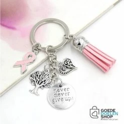 Hete verkoop 🔔 GoedeDoelen.Shop |Sleutelhanger "Never Give Up" | Tashanger | Cancer | Hope |Ribbon | Tree Of Life | Hartje 😉 -tassen-dames Verkoop 550x550 500