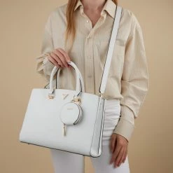 Top 10 ✨ GUESS Alexie Dames Crossbody TasHandtas Kunstleer - Wit 🌟 -tassen-dames Verkoop 550x550 543