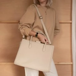 Korting 😉 Violet Hamden Essential Bag Dames LaptoptasShopper Leer - Beige 😍 -tassen-dames Verkoop 550x550 581