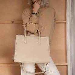 Korting 😉 Violet Hamden Essential Bag Dames LaptoptasShopper Leer - Beige 😍 -tassen-dames Verkoop 550x550 582