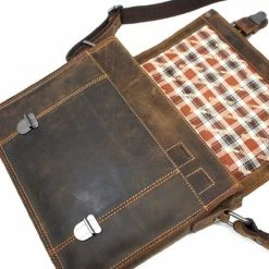 Uitgang ⭐ Hillburry Tas - Unisex Schoudertas / Aktetas / Laptoptas In Buffel Leer / Vintage Leer Bruin ⭐ -tassen-dames Verkoop 550x550 717