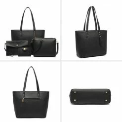Kopen 🔥 Miss Lulu Handtas | Crossbodytas | Clutch | Portemonnee - Damestas 4-delige Set - Kunstleer - Grote Capaciteit - Zwart (LG6931 BK) 🥰 -tassen-dames Verkoop 550x550 872