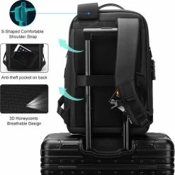 Goedkoopste 🎉 FENRUIEN Bange Rugtas - 15,6 Inch - Laptop Rugzak - USB-aansluiting - TSA Slot - Waterafstotend - Zwart - Incl. Smart Thermosfles 🎉 -tassen-dames Verkoop 550x552 3