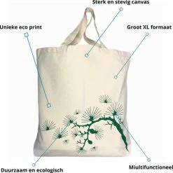 Top 10 🤩 ANATURES Shopper Canvas Boodschappentas – Strandtas Biologisch Katoen – Tote Bag XL – Tas Met Eco Print GREEN TREE 🎁 -tassen-dames Verkoop 550x552 5