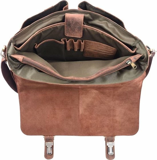 Hete verkoop ⭐ Wild Woodss WILD WOODS Ruime Leren Aktetas Met Schouderband – 15,6 Inch Laptopvak – Schoudertas – Buffelleer – Vintage Bruin ⌛ 3 Hete verkoop ⭐ Wild Woodss WILD WOODS Ruime Leren Aktetas Met Schouderband – 15,6 Inch Laptopvak – Schoudertas – Buffelleer – Vintage Bruin ⌛ - Afbeelding 3