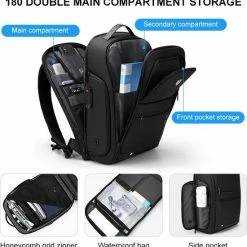 Goedkoopste 🎉 FENRUIEN Bange Rugtas - 15,6 Inch - Laptop Rugzak - USB-aansluiting - TSA Slot - Waterafstotend - Zwart - Incl. Smart Thermosfles 🎉 -tassen-dames Verkoop 550x561 5