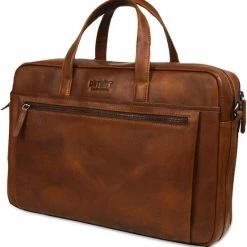 Flash-uitverkoop 🎁 DSTRCT Premium Collection Leren Business Laptoptas - 15,6 Inch Laptopvak Met Rits - Inclusief Onderhouspakket - Cognac 🎉 -tassen-dames Verkoop 550x566 5