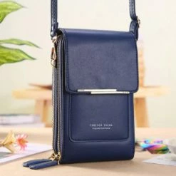 Flash-uitverkoop π€© Topco Telefoontasje Met Ingebouwde Touchscreen - Ruimte Voor Telefoon, Pasjes & Contant Geld - Blauw π§¨