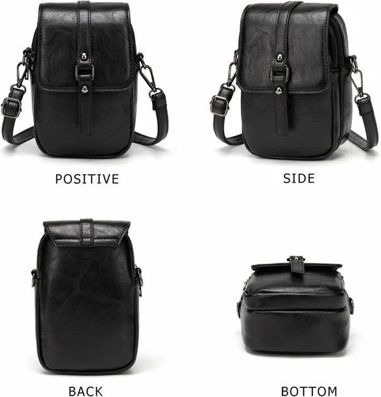 Korting ⌛ Vintage Schoudertas Klein (PU) Leer | Zwart | Crossbody Bag ✔️ 2 Korting ⌛ Vintage Schoudertas Klein (PU) Leer | Zwart | Crossbody Bag ✔️ - Afbeelding 2