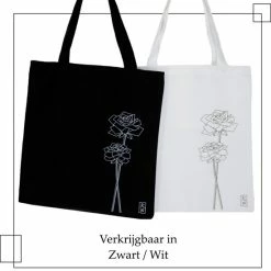 Gloednieuw ✨ Studio Align Hua Tote Bag – Schoudertas Met Rits – Handtas Met Vak Binnen - 100 % Katoenen Tas Roos Bloem Design – Totebag Katoen – Dames – Heren – Wit - Boodschappentas - Schooltas - Schooltas Meisje - Schooltas Jongen 💯 -tassen-dames Verkoop 550x574