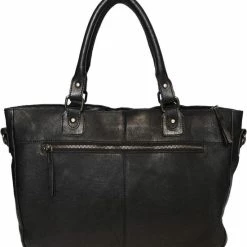 Uitgang 🔔 Arrigo Zwarte Dames Tas Of Schoudertas Van Gevlochten Leer - Handvatten En Een Lang Hengsel - Grote Lederen Tas ✔️ -tassen-dames Verkoop 550x586 7