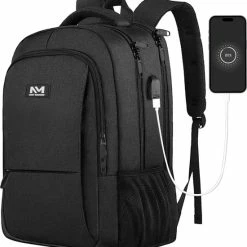 Groothandel 🧨 Navy Madden Rugzak Met USB Poort 28L - Zwart - Luxe Laptop Rugtas 15.6 Inch Met Laptopvak - Heren - Dames - Jongens - Meisje - Waterafstotend - Rugzakken 👏