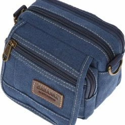 Beste deal 👏 Fana Bags - Kleine Schoudertas Canvas Blauw - Riemtasje - Heren Schoudertas Klein - Veel Vakken - Canvas 🌟 -tassen-dames Verkoop 550x594