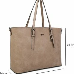 Korting 🔔 Qischa® Schoudertas Beige Taupe Luxe Skai Leder Geschikt Voor Laptop. Extra Hoog, Geschikt Voor A4 Mappen. Ideaal Te Gebruiken Voor School Of Werk. 👍 -tassen-dames Verkoop 550x594 4
