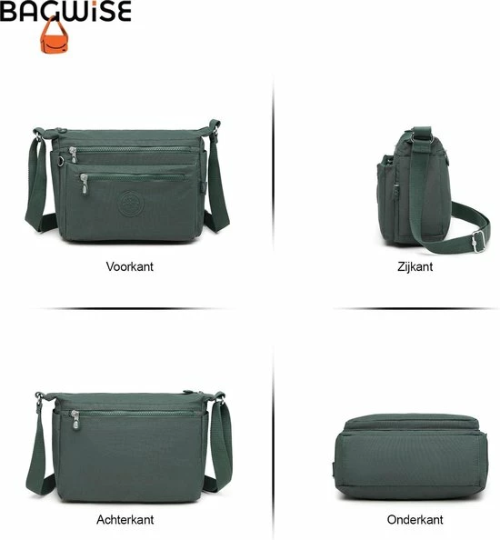 Gloednieuw 🔔 Bagwise® Schoudertas - Dames - 23cm X 30cm - (CR1238) -Groen ⌛ 8 Gloednieuw 🔔 Bagwise® Schoudertas - Dames - 23cm X 30cm - (CR1238) -Groen ⌛ - Afbeelding 8