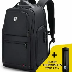 Goedkoopste 🎉 FENRUIEN Bange Rugtas - 15,6 Inch - Laptop Rugzak - USB-aansluiting - TSA Slot - Waterafstotend - Zwart - Incl. Smart Thermosfles 🎉