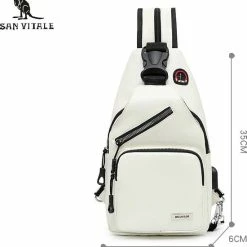 Korting ✨ San Vitale® - Vegan Leren Slingbag - SBag - Schoudertas - Rugzak - Crossbody Bag - Zwart 😉 -tassen-dames Verkoop 550x606 3