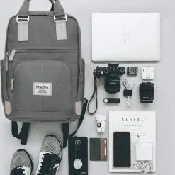 Gloednieuw 👏 Rugzak Unisex Schoolrugzak Met Laptopvak, Casual Dagrugzak Waterdicht Voor Laptops Van 15,6 Inch En 9,7 Inch Tablet, Laptoprugzak Voor Dames En Heren, Meisjes En Jongens, Mist 🔔