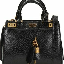 Gloednieuw 🎉 Guess Katey Mini Satchel Dames Handtas - Zwart - Maat Geen 🧨