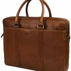 Flash-uitverkoop 🎁 DSTRCT Premium Collection Leren Business Laptoptas - 15,6 Inch Laptopvak Met Rits - Inclusief Onderhouspakket - Cognac 🎉 -tassen-dames Verkoop 550x611 5