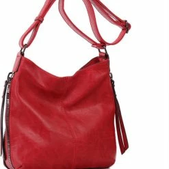 Korting ✔️ Merkloos Ines Delaure Crossbody Dames Tas Rood Met Instelbare Riem 🔥