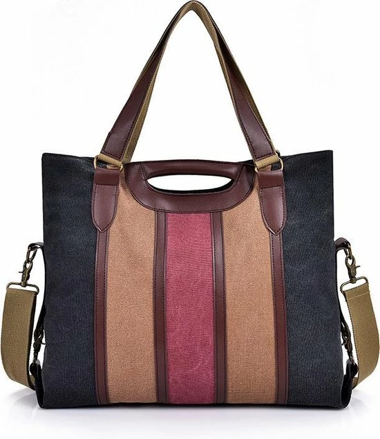 Goedkoop 🔔 ZILOU® Schoudertas - Handtas - Dames - Canvas - Zwart Multicolor 🔔 8 Goedkoop 🔔 ZILOU® Schoudertas - Handtas - Dames - Canvas - Zwart Multicolor 🔔 - Afbeelding 8