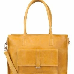 Goedkoop β Cowboysbag Laptoptas Clean Lines Leer - Geel βοΈ