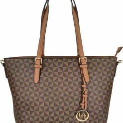 Beste deal π€© Qischa® Schoudertas Saffiano - Laphrodite - Extra Hoog - Geschikt Voor A4 - Zwart/camel Print. Ideaal Te Gebruiken Voor School Of Werk. π