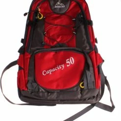 Promo 🛒 Cwi Rugzak Trekking Ronglida 50 Liter Polyester Grijs/rood 🎁