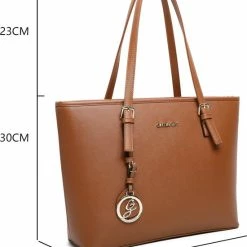 Beste Verkoop 🔥 Merkloos Gallantry - Dames Tas Shopper Met Rits - Handtas - Schooltas - Werktas - Geschikt Voor A4 - Brown 😍 -tassen-dames Verkoop 550x663 2