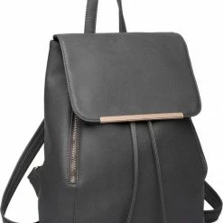 Goedkoopste 🧨 Miss LuLu Rugzak - Dames Rugtas - Kwalitatieve Kunstleren Rug Tas - Grijs (E1669 GY) ⭐