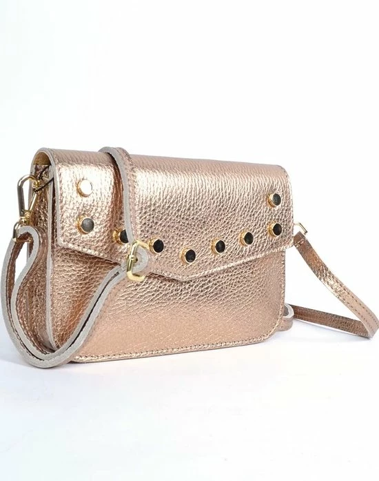 Top 10 π Leren Schoudertasje / Heuptasje / Crossbodytasje | Beltbag Metallic Goud - Giuliano β 2 Top 10 π Leren Schoudertasje / Heuptasje / Crossbodytasje | Beltbag Metallic Goud - Giuliano β - Afbeelding 2