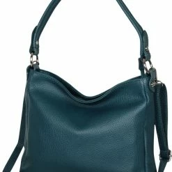 Beste deal ⌛ AmbraModa GLX35 - Italiaans Handtas Schoudertas Crossbodytas Van Echt Leer Petrol 💯