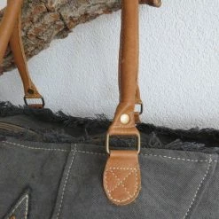 Coupon ✨ Myrabags Strandtas XXL Tas Van Canvas En Leer 🛒 -tassen-dames Verkoop 550x732 2