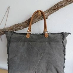 Coupon ✨ Myrabags Strandtas XXL Tas Van Canvas En Leer 🛒 -tassen-dames Verkoop 550x732 3