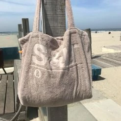 Beste Verkoop ⭐ S & LT Badstof Strandtas Taupe 🔥