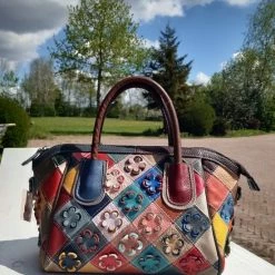 Nieuw ✔️ Leren Tas Met Bloemen - Pomme Chatelaine ✔️