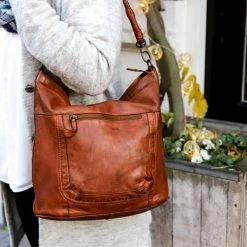 Beste Pirce ⌛ Bear Design Tessa Leren Hobotas / Schoudertas - Cognac 🌟 -tassen-dames Verkoop 550x733 26