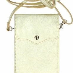 Beste deal 🥰 MariMarlo GIULIANA Telefoontasje Goud - Gouden Tasje - Echt Leer - Vera Pelle - Praktische Tas - Leuk Om Te Geven Of Te Krijgen Als Cadeau - Hip En Handig Tasje 🧨