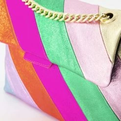 Goedkoopste 👏 Merkloos Rainbow Metallic Schoudertas - Roze - Echt Leer - Groot 🔔 -tassen-dames Verkoop 550x742 5