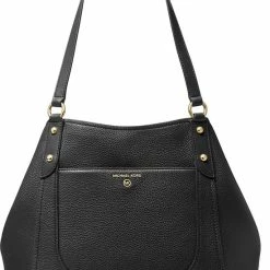 Beste Pirce 😉 Michael Kors Molly Dames Shopper Leer - Zwart 🛒 -tassen-dames Verkoop 550x745 1