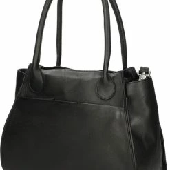 Nieuw 🎁 Fred De La Bretoniere Medium Schoudertas / Crossbody Tas Dames - Leer - Soft Grain Leather - Zwart ⌛ -tassen-dames Verkoop 550x760 4