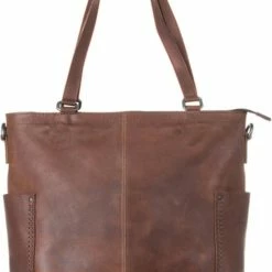 Begroting 👍 Spikes & Sparrow Medium Shopper / Schoudertas / Tas Dames - Leer - Gaucho - Cognac ✨